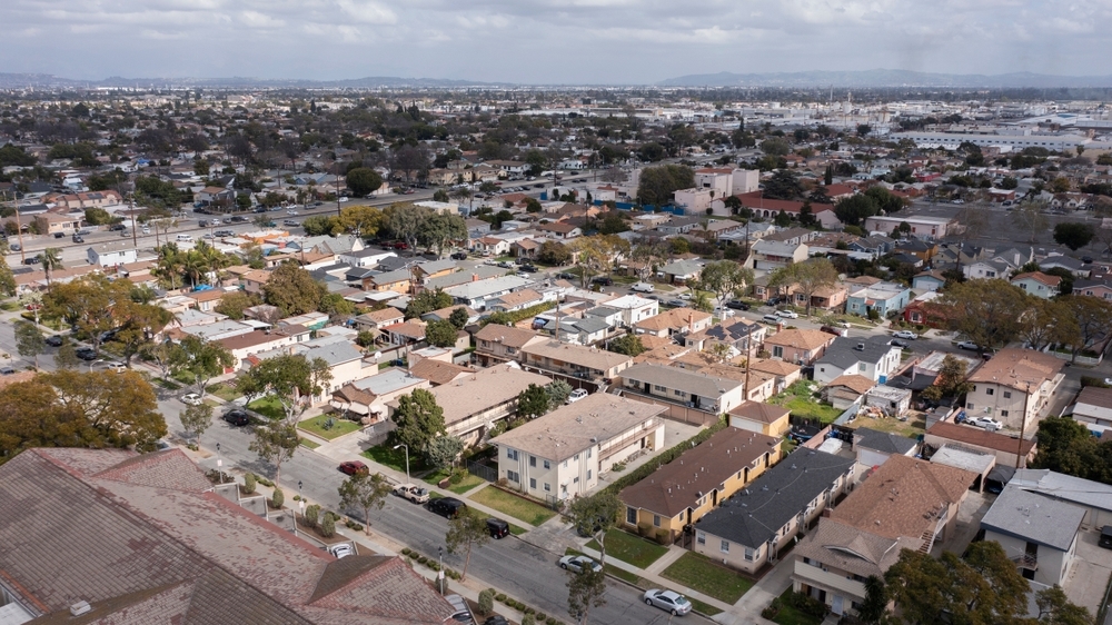 An aerial view of South Gate, California