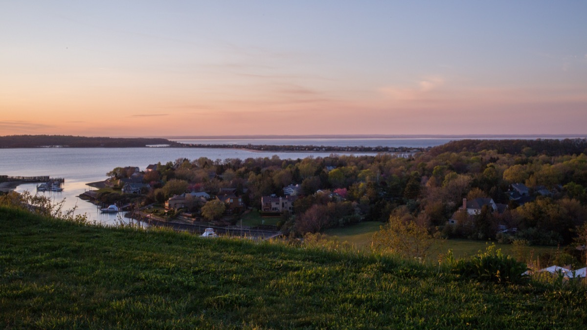 sunset over northport, new york