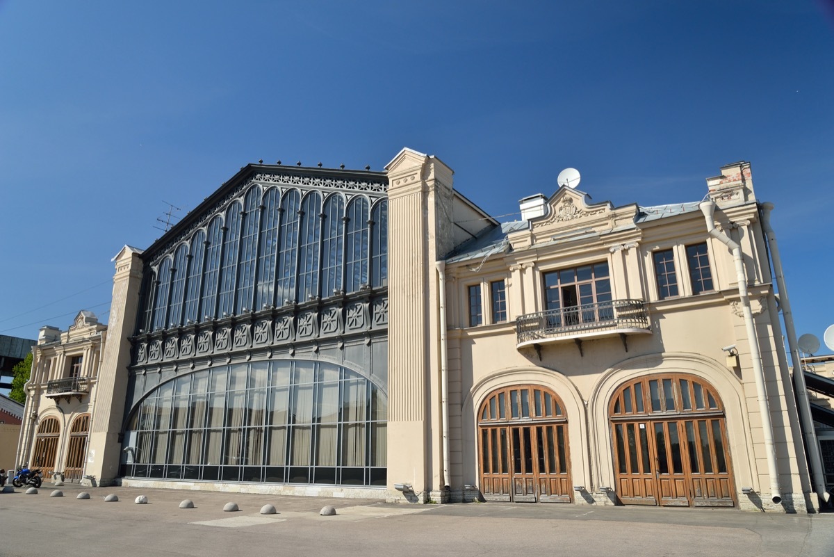 exterior abandoned train station st. petersburg russia