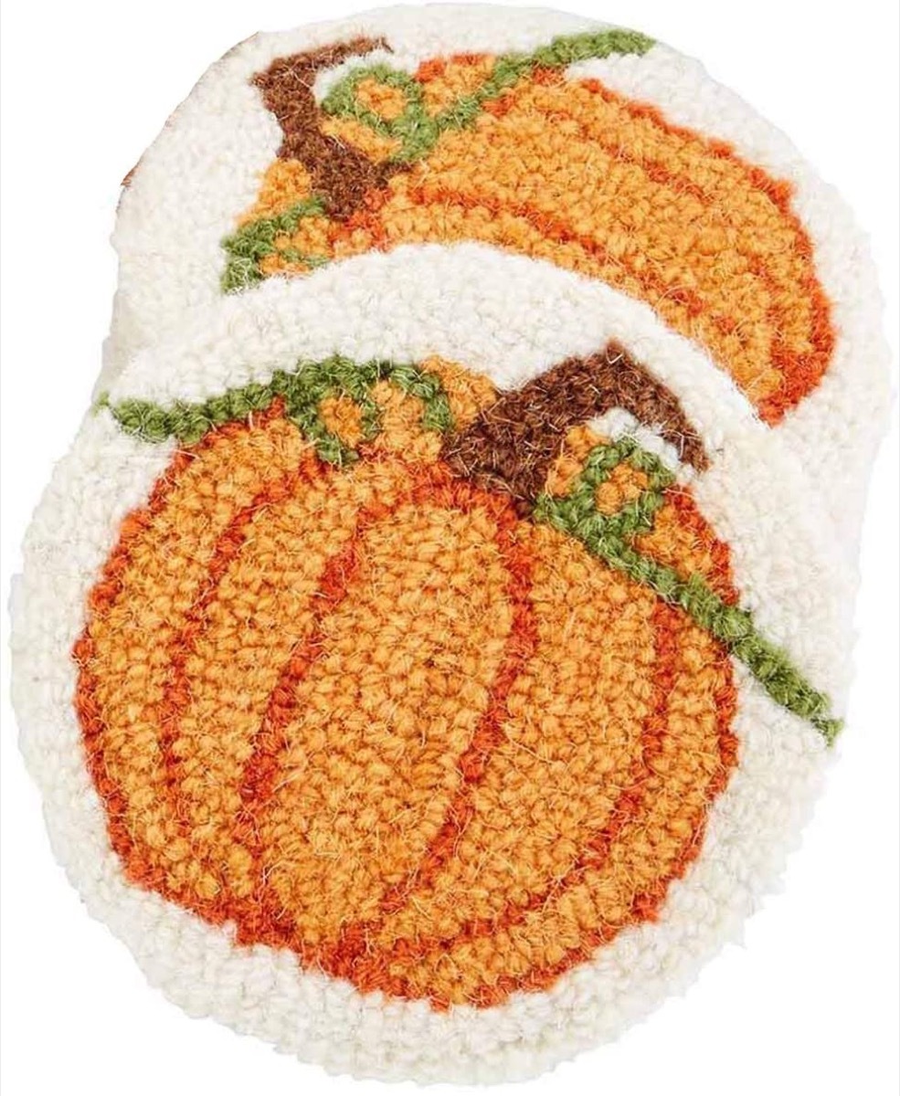 crocheted pumpkin coasters