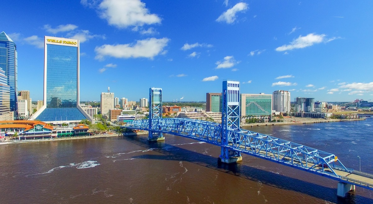 Aerial view of Jacksonville, Florida, city airports quiz