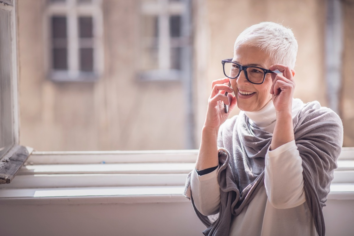 Older woman on phone call