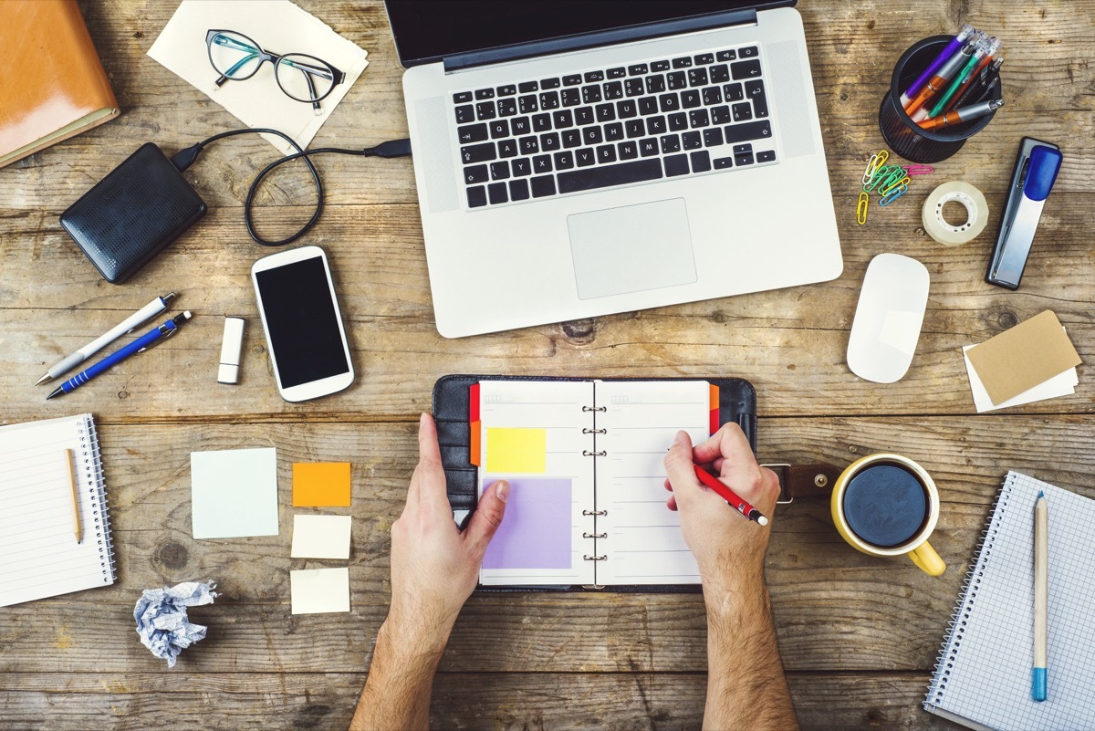 Office supplies on desk