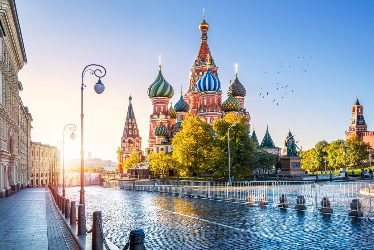 St. Basil's Cathedral on Red Square in Moscow in front of water, Russia among Prince Philip controversial moments