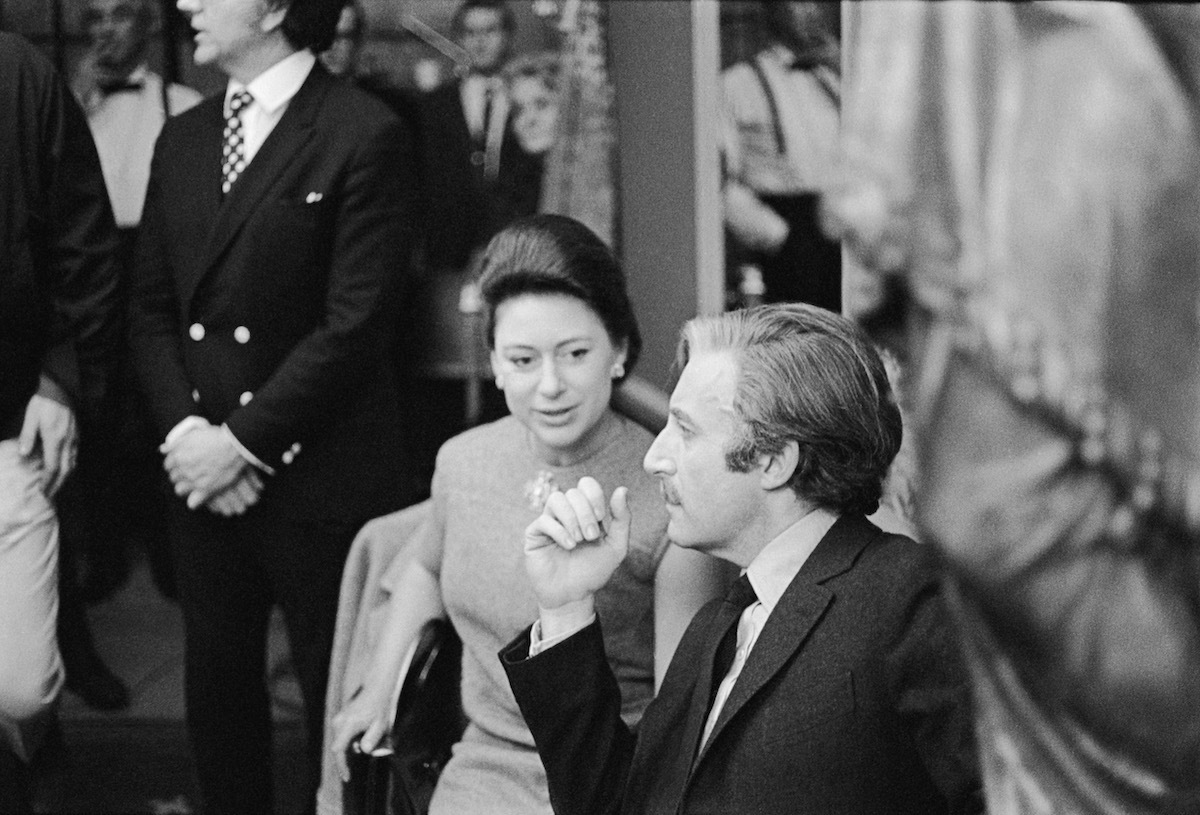 Princess Margaret and Peter Sellers on the set of 