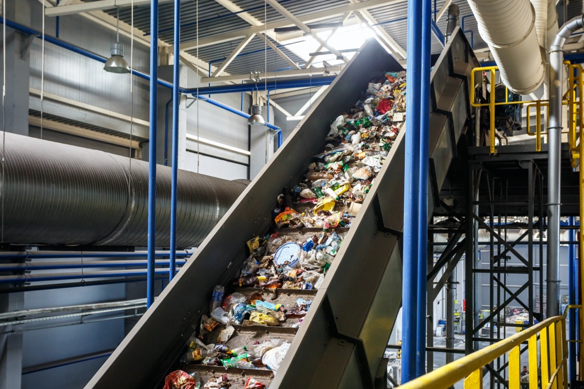 Recycling plant conveyor belt