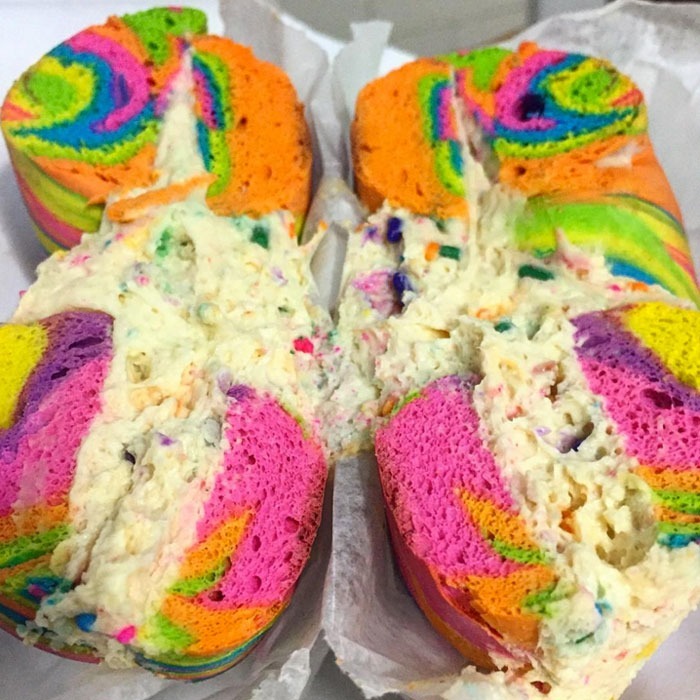 Worst social food trends rainbow bagel