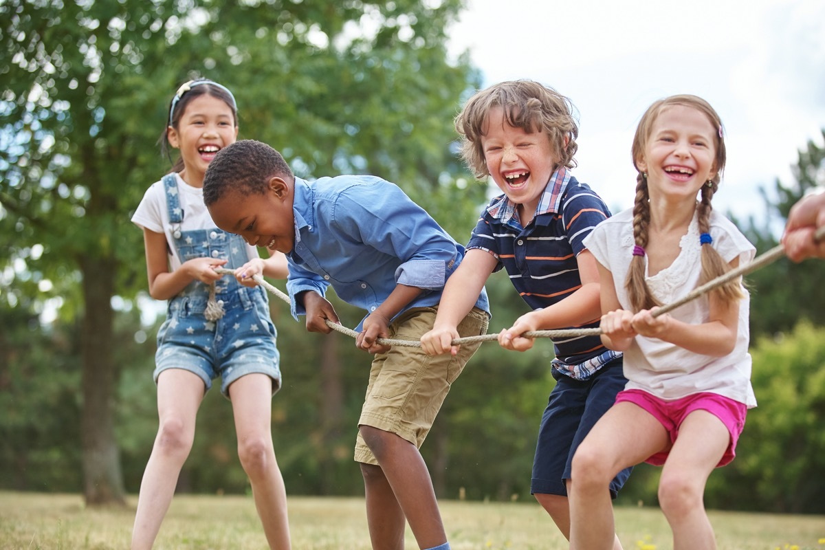 Kids playing tug of war