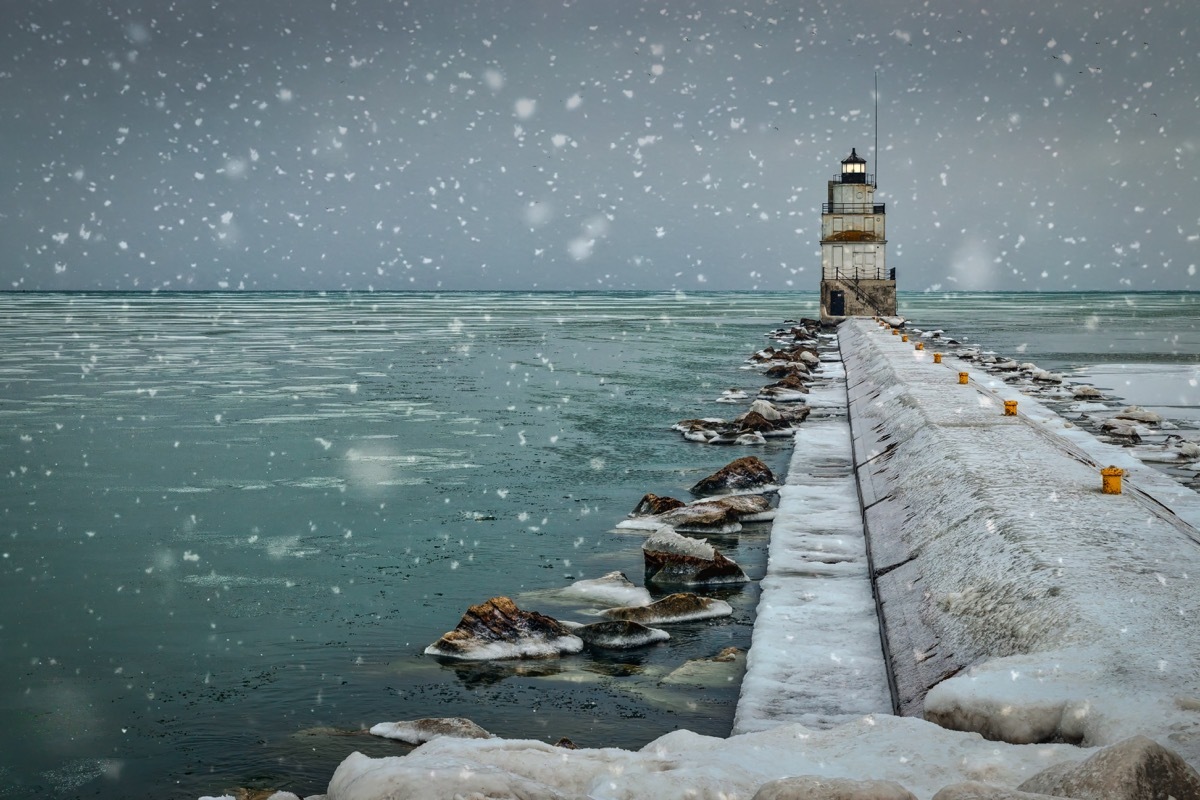 Lake Michigan in the winter in Wisconsin