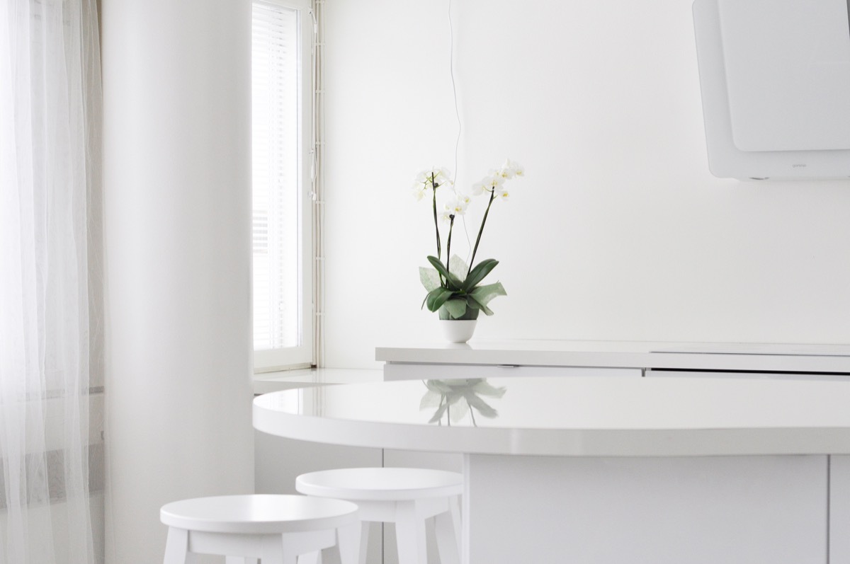 all white minimalist kitchen