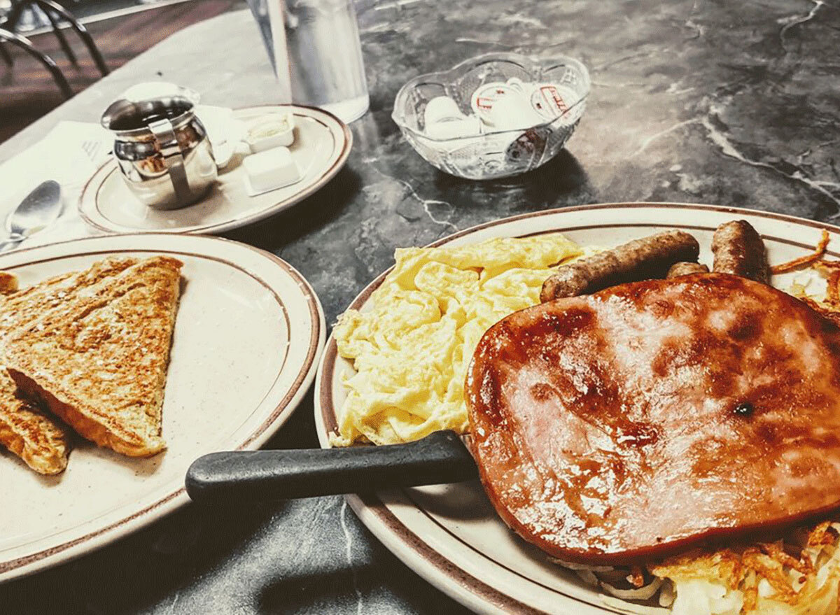 Plates of food at Deaners Diner in North Dakota