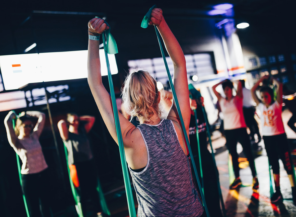 Working out with resistance bands