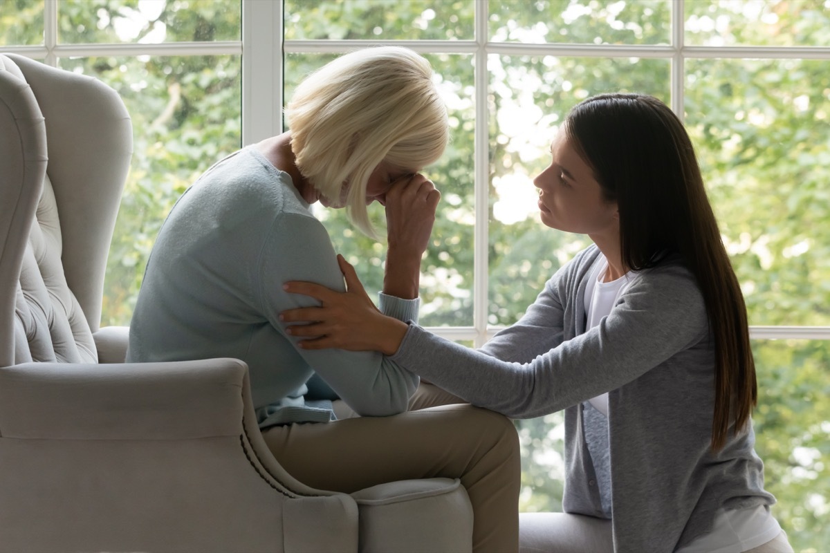 woman comforting mother