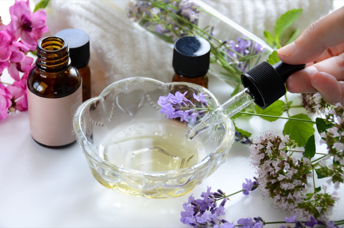 aromatherapy treatment with herbal flowers