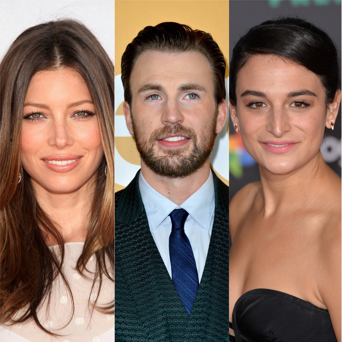 Jessica Biel, Chris Evans, and Jenny Slate