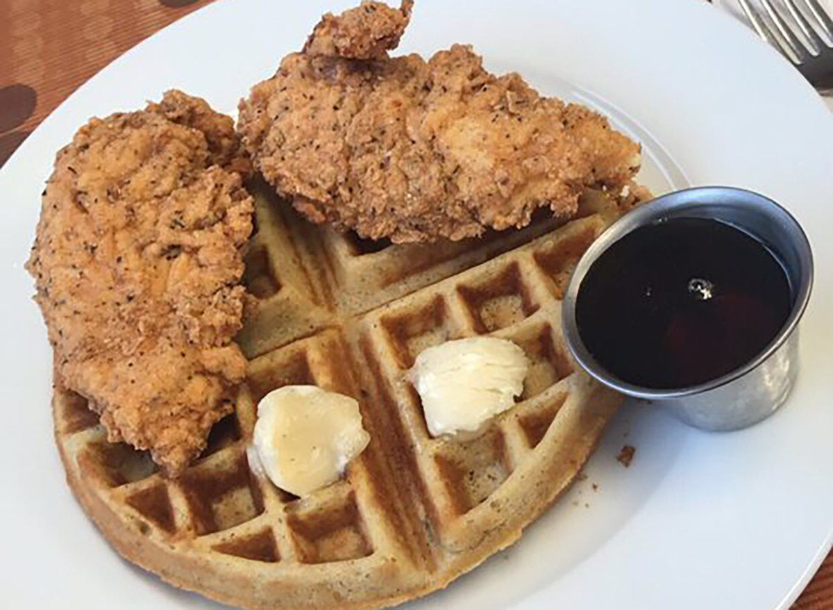 fried chicken tender and waffle