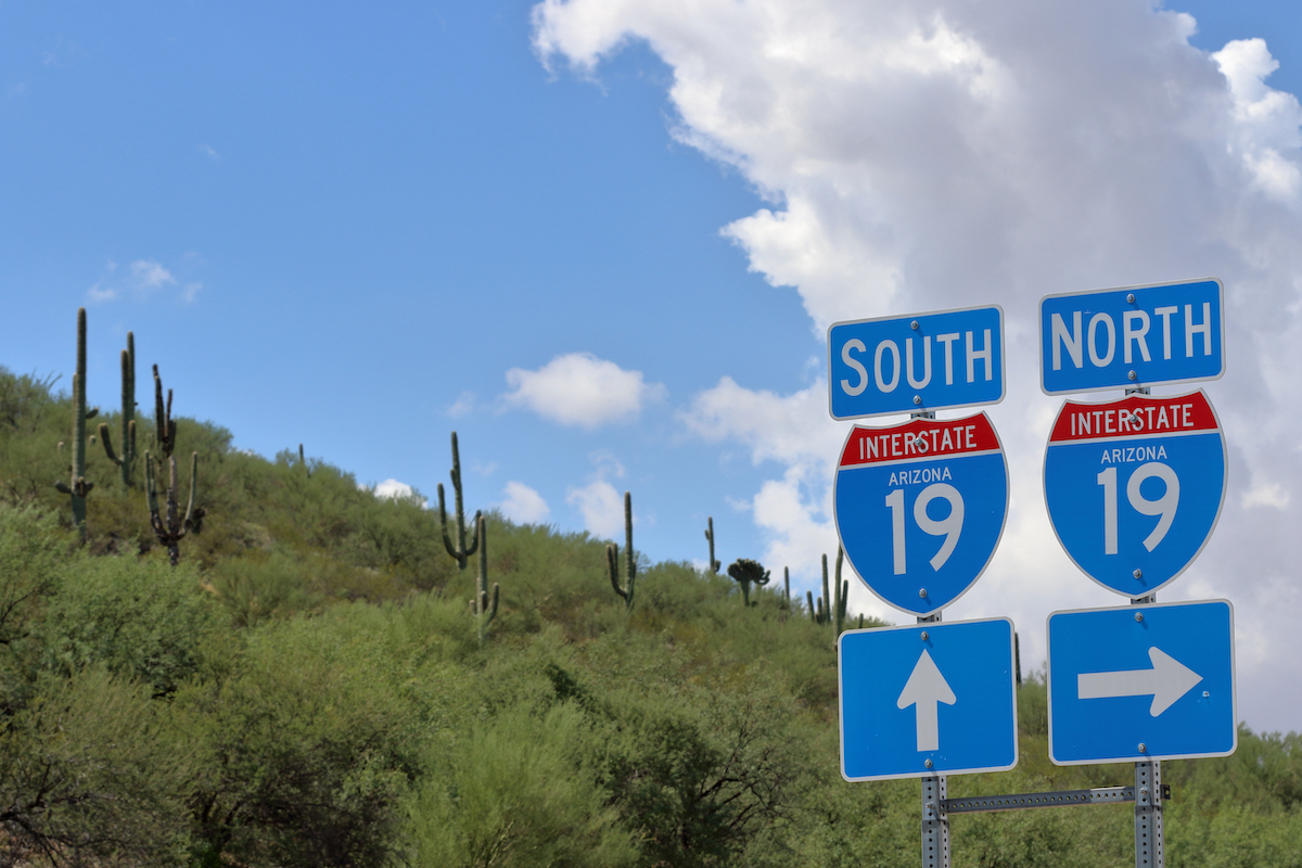 I-19 road sign in Arizona