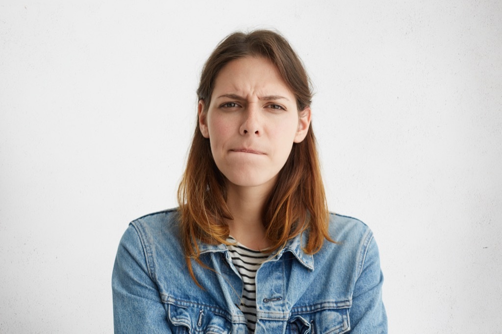 confused woman hard words to pronounce