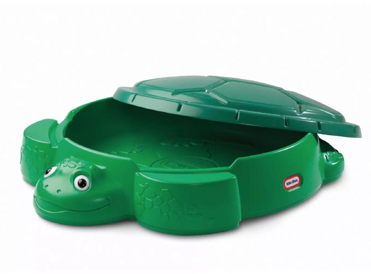 green turtle sandbox, best outdoor toys for toddlers