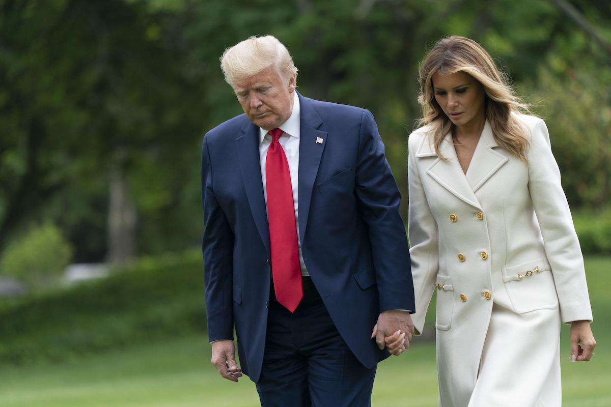 United States President Donald Trump and First lady Melania Trump return to the White House in Washington, DC, after attending a Memorial Day ceremony at Fort McHenry National Monument and Shrine in Baltimore, Maryland on Monday, May 25, 2020