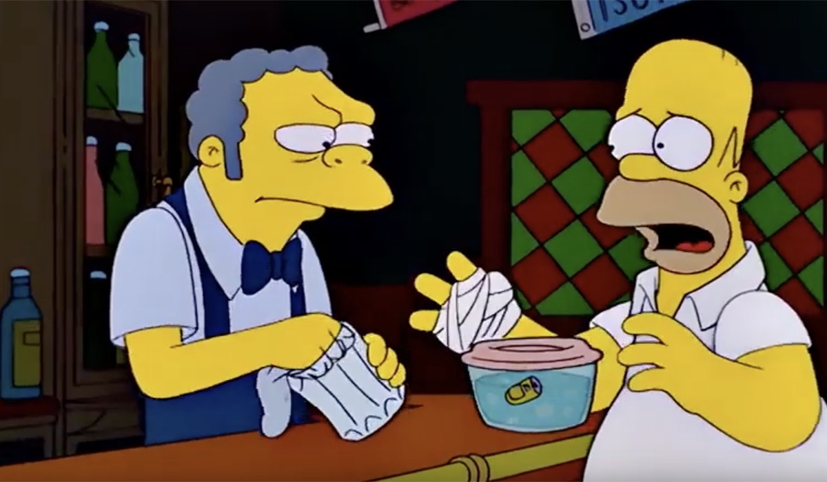 homer cutting off his thumb in an episode of the simpsons