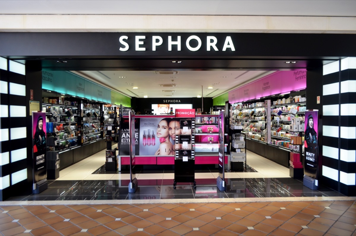 the entrance of a Sephora at a mall in Portugal