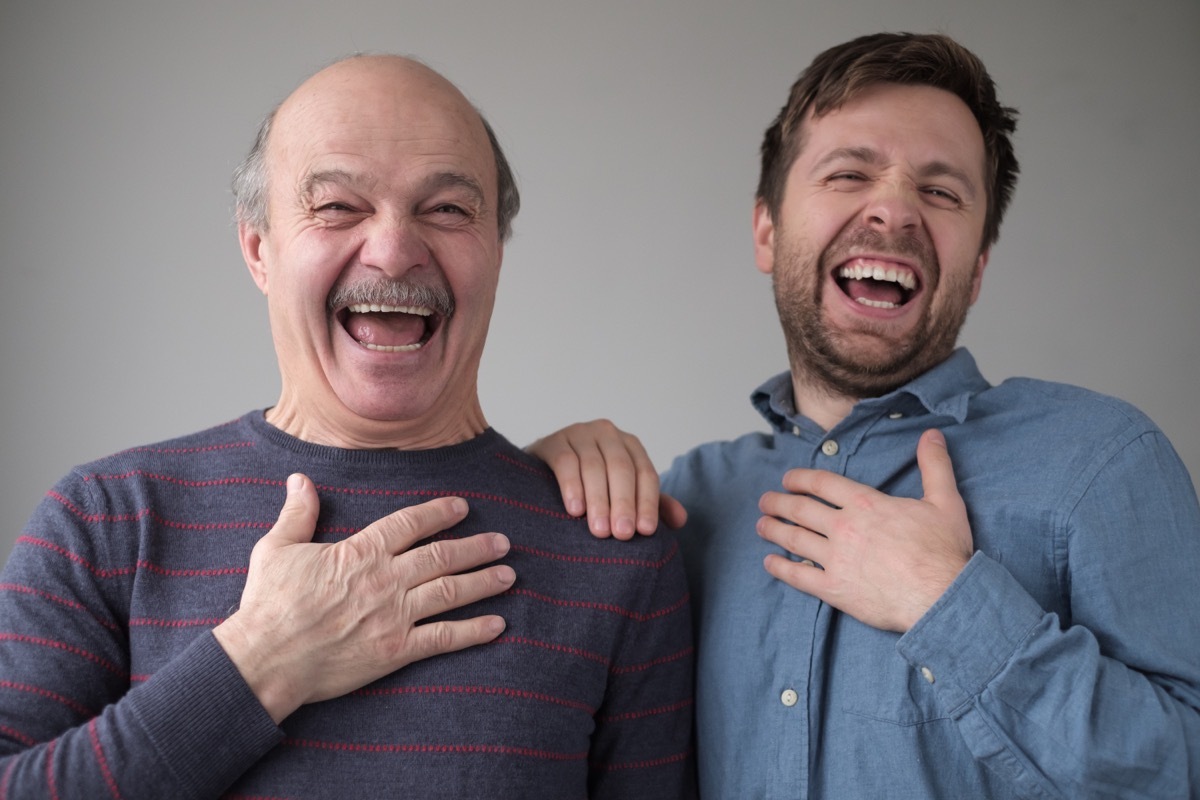 father and son exchanging dad jokes