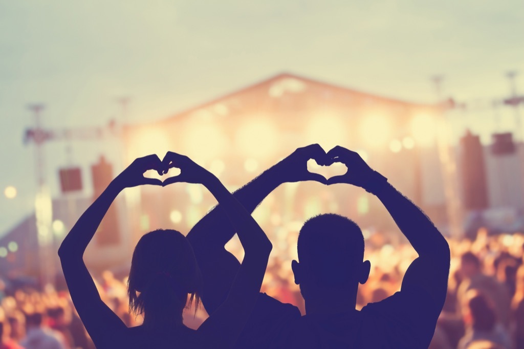 Man and woman on concert date