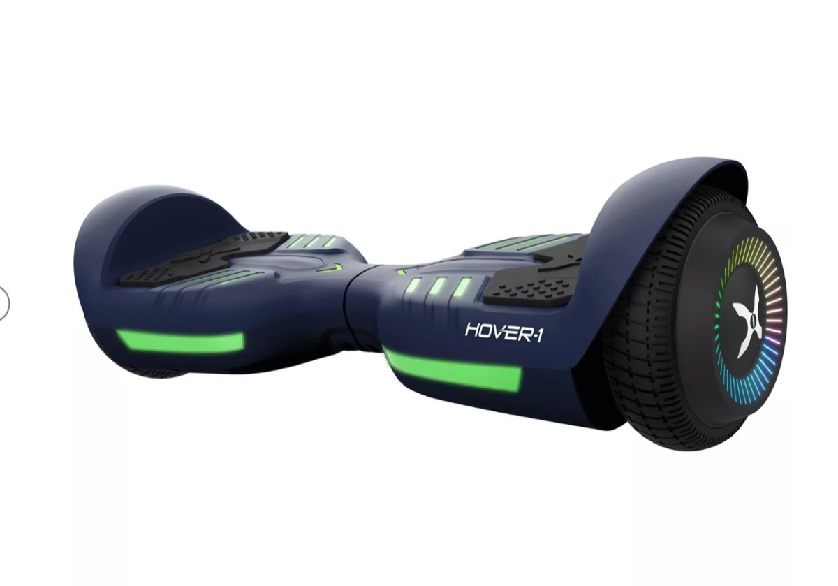 black hoverboard with green lights