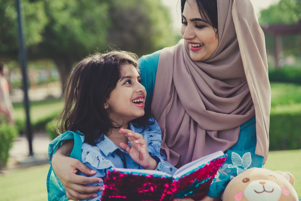 Arabian family spending time in a park