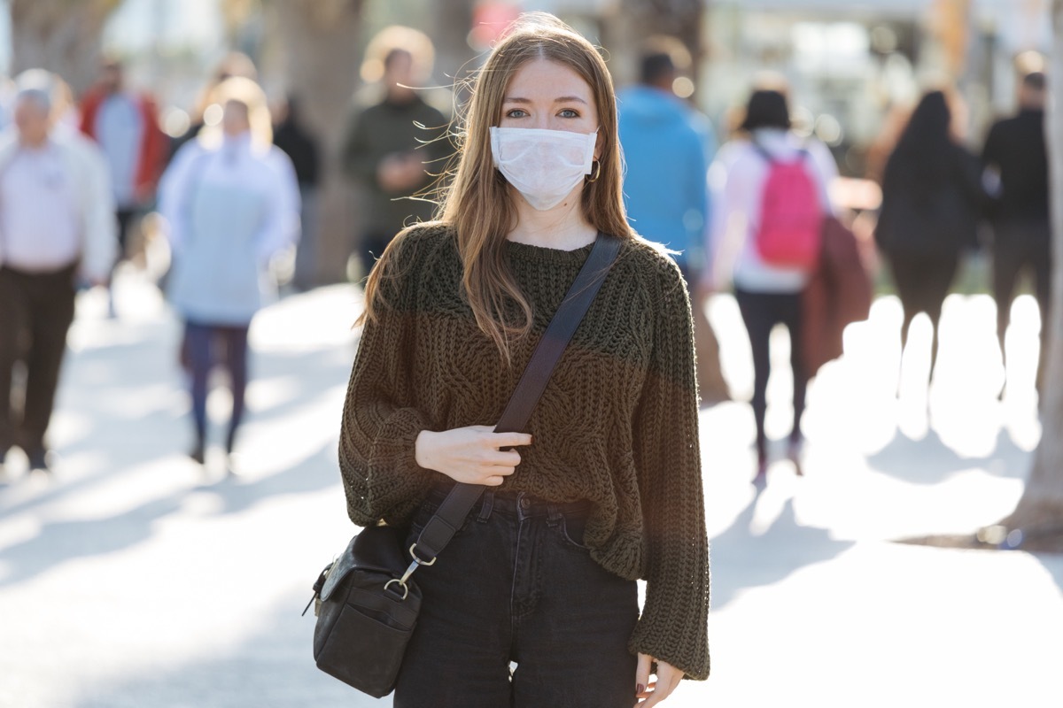 Woman wearing mask to avoid infectious diseases