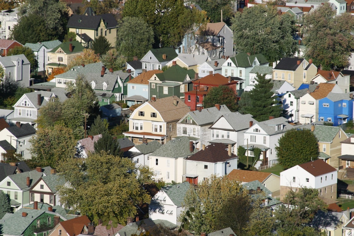 Housing Congestion. Wheeling, West Virginia. Compressed houses in the foreground.