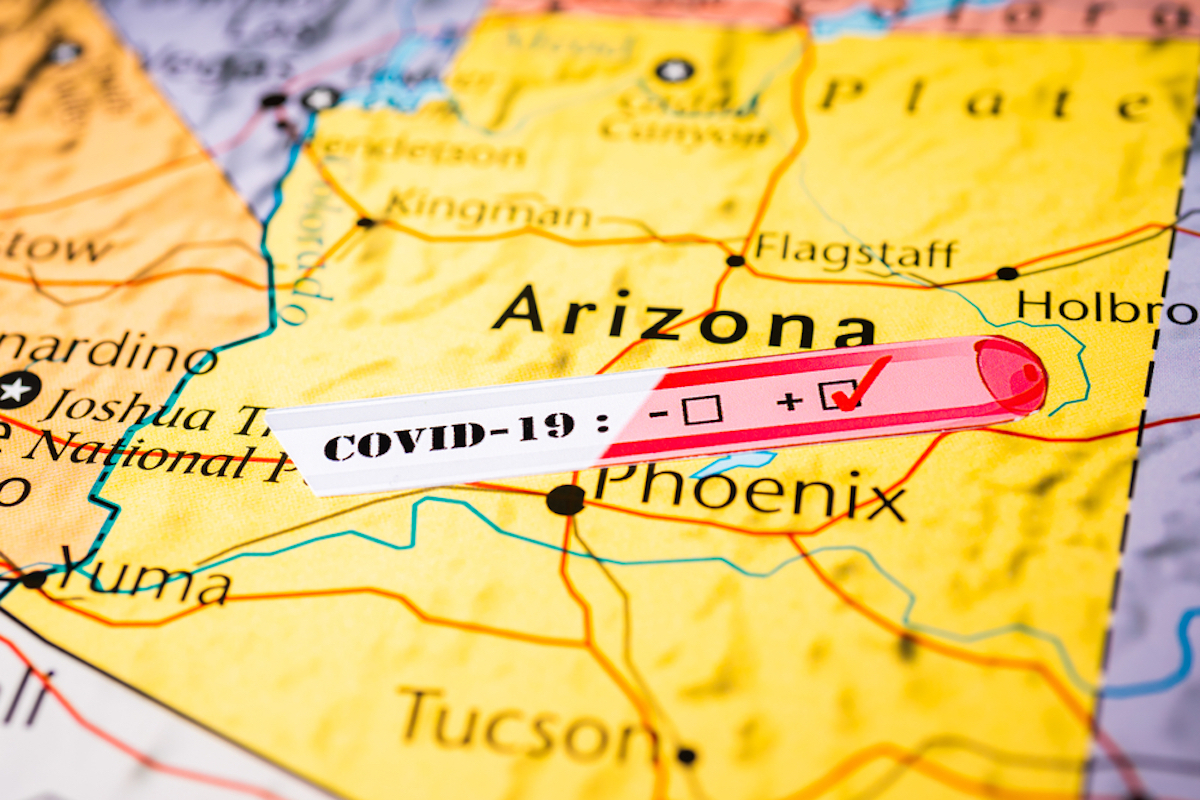 arizona map shows covid outbreak