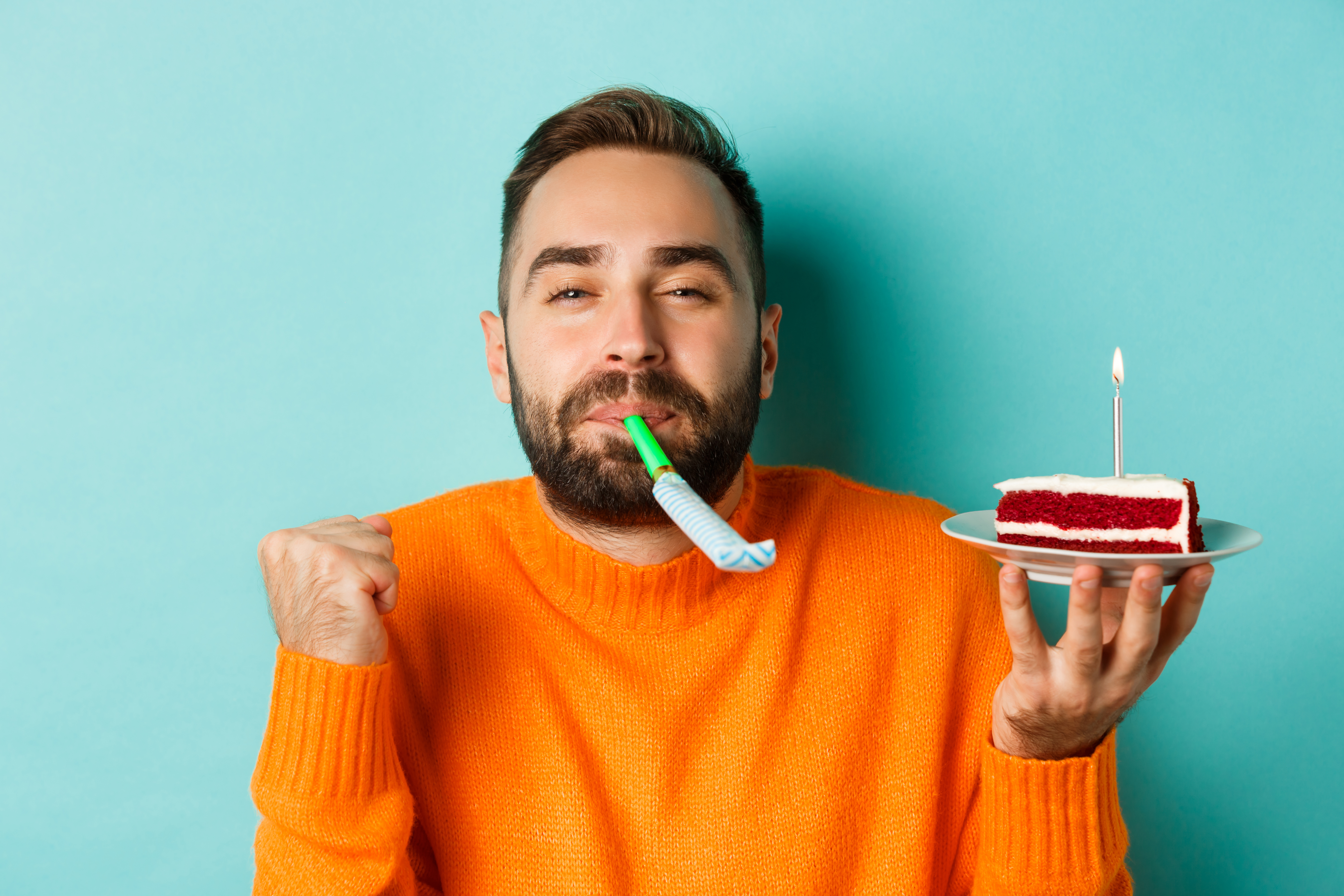 man celebrating his birthday