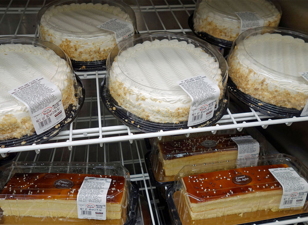 cakes on shelves at costco bakery