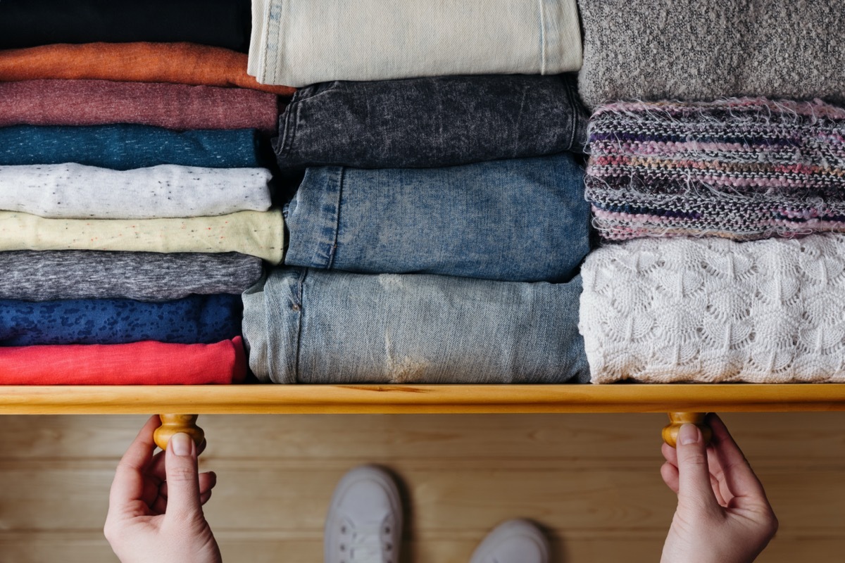 Organized clothes in drawer