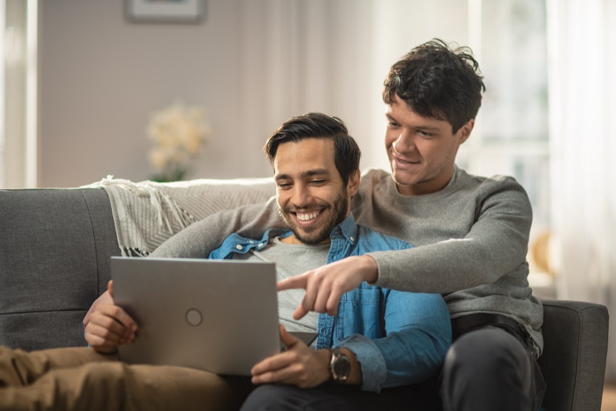 Couple on laptop together