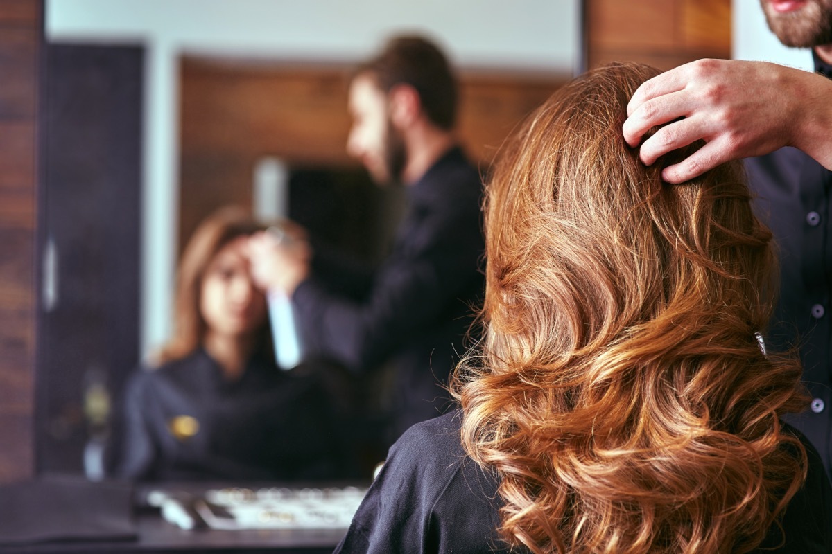 Women's haircut. hairdresser, beauty salon