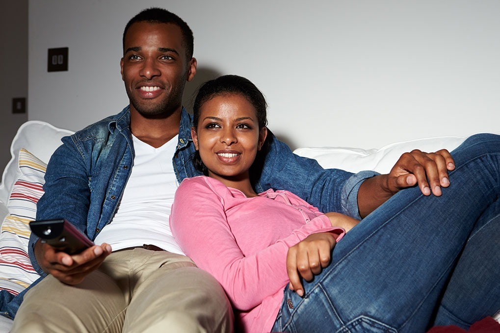 a couple watching television