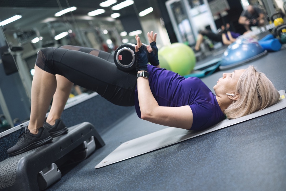 senior woman doing hip thrusts