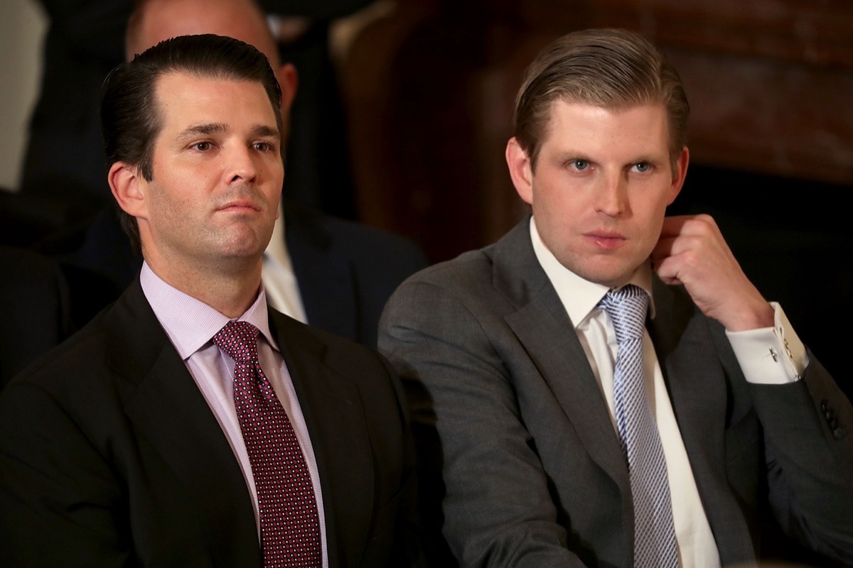 Eric Trump and Donald Trump Jr. at the ceremony to nominate Judge Neil Gorsuch to the Supreme Court