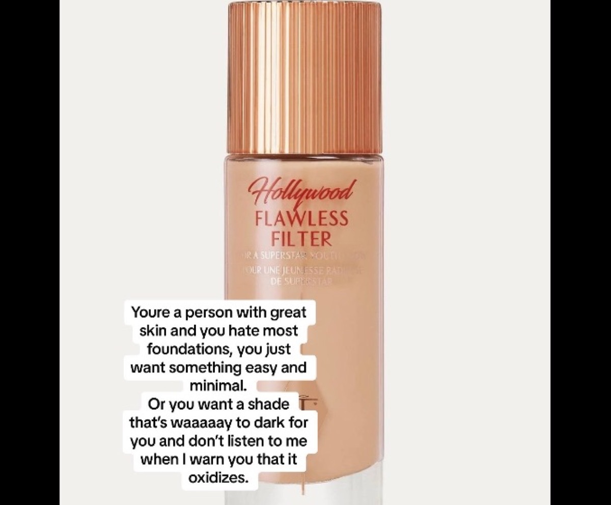 A bottle of Hollywood Flawless Filter Foundation with the caption: 