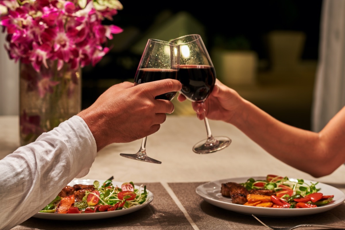 Couple drinking wine on a date