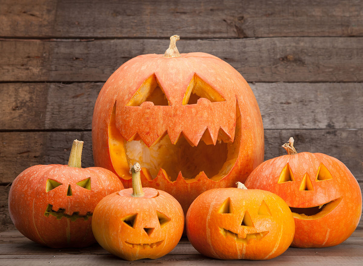 group of carved pumpkin jack-o-lanterns