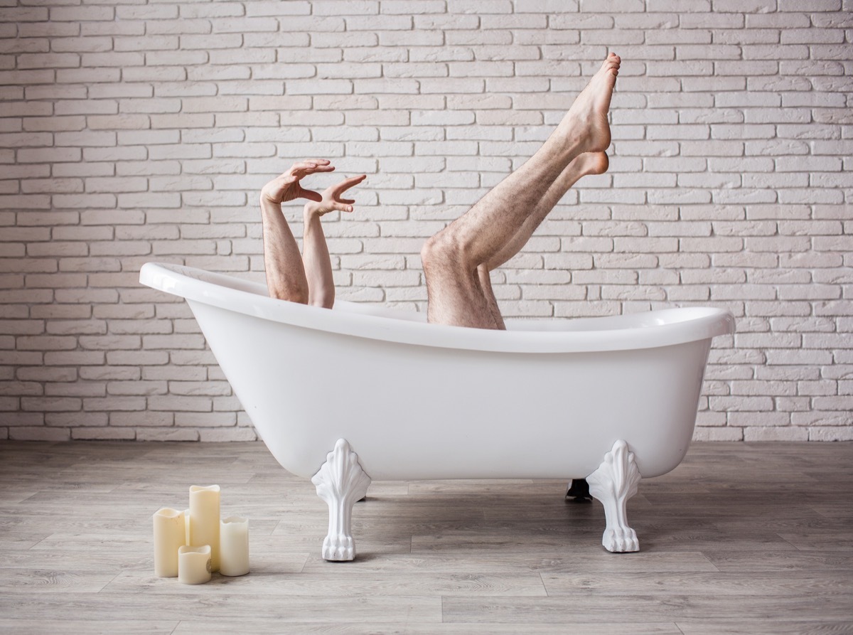 Weird Person Dancing in a Bathtub Funny Stock Photos