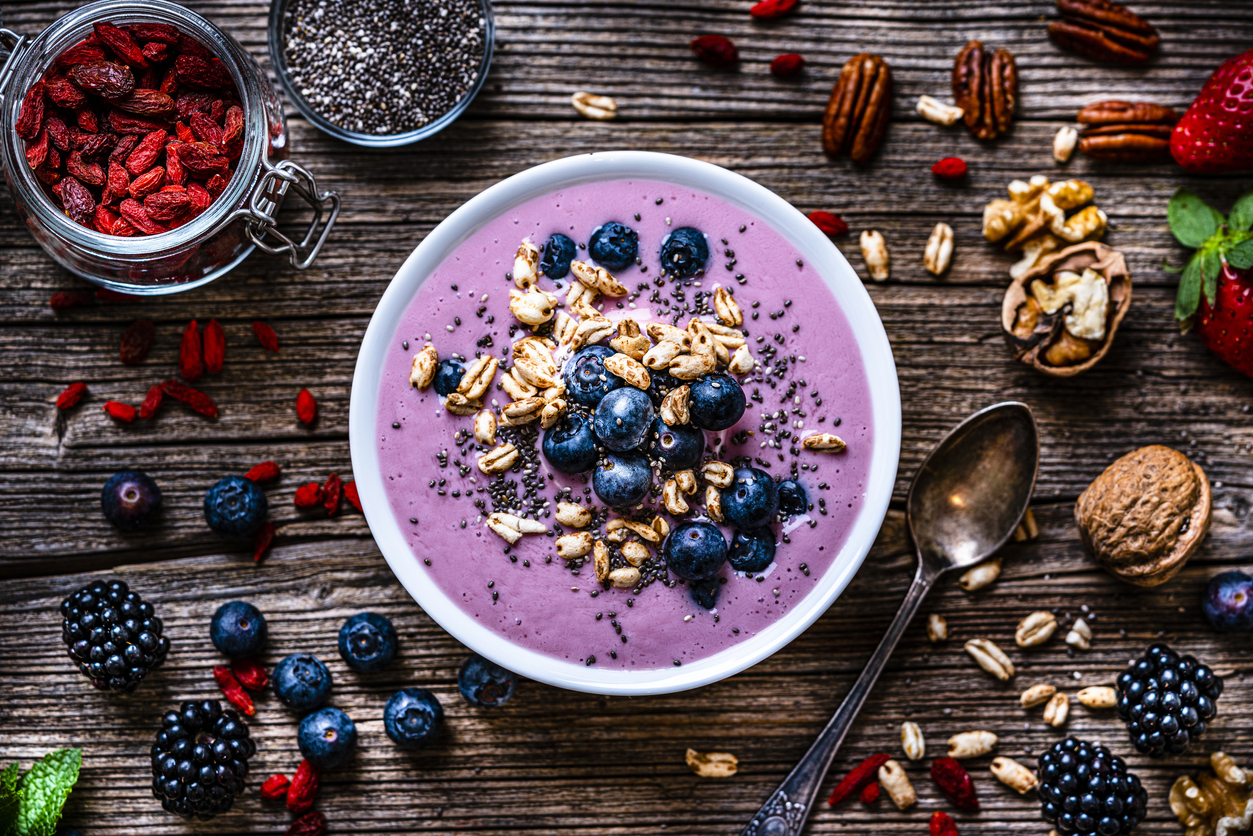 Mixed berries smoothie bowl