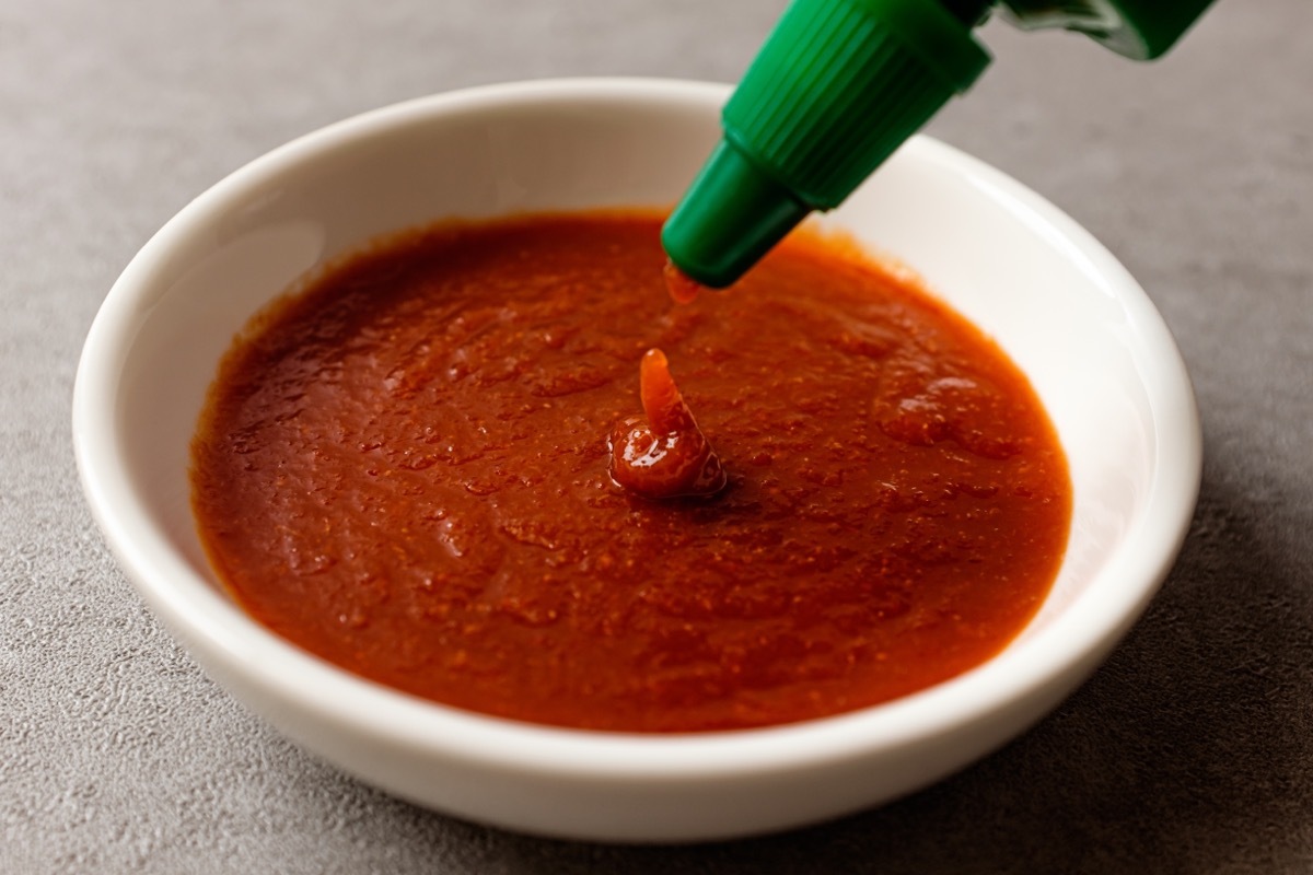 sriracha sauce in dish