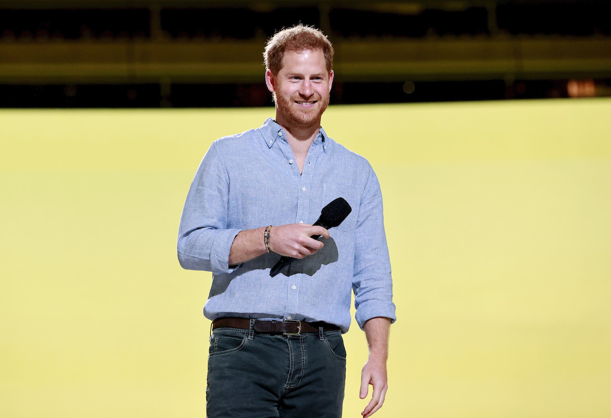 Prince Harry, The Duke of Sussex speaks onstage during Global Citizen VAX LIVE: The Concert To Reunite The World at SoFi Stadium in Inglewood, California.