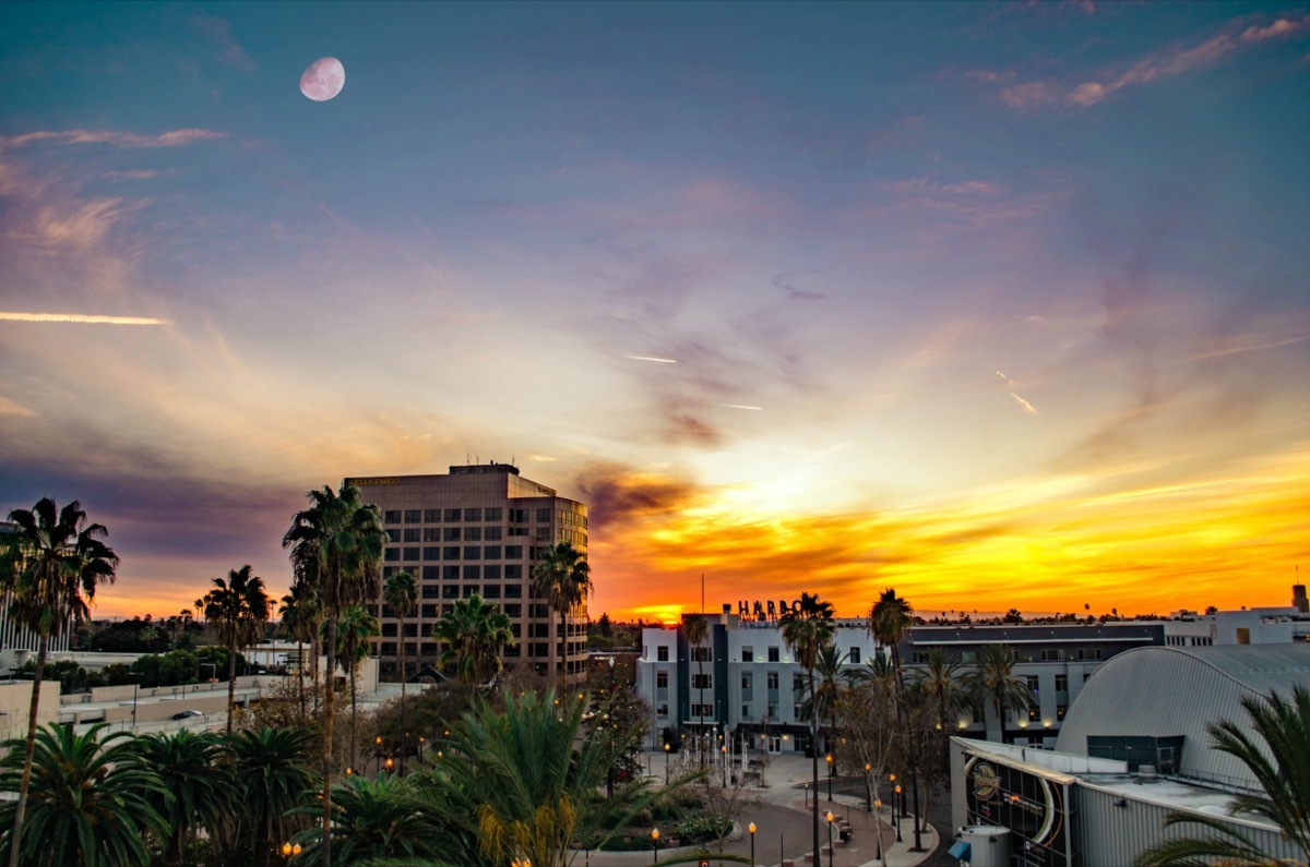 cityscape photo of Anaheim California at sunset