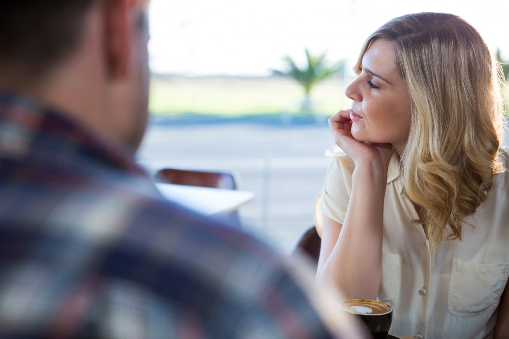 Woman unhappy on a date